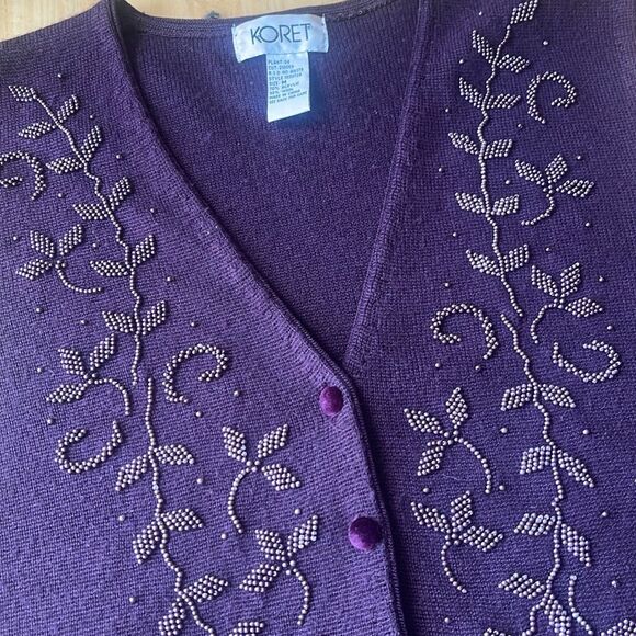 Vintage Wool Blend Beaded Sweater Medium - Picture 2 of 4